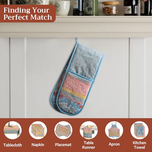 100% Cotton Oven Mitt Pot Holder Set Double Oven Mitt