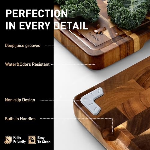 Large End Grain Cutting Board for Kitchen with Non (24"L x 18"W)