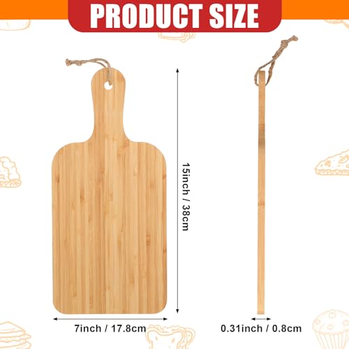 18 Pcs Bamboo Cutting Board Bulk with Handle 15" x 7" (15" X 7" / Bamboo)