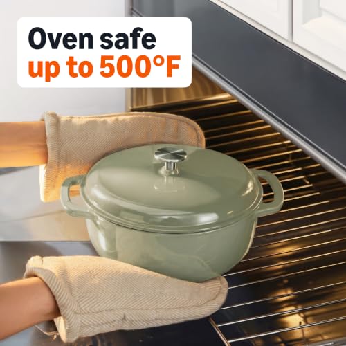 Enameled Cast Iron Dutch Oven Pot With Lid (4.3 Qt / Olive)