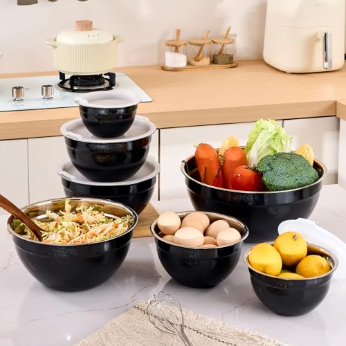 Black Mixing Bowls with Airtight Lids (Black / 7 Pieces)