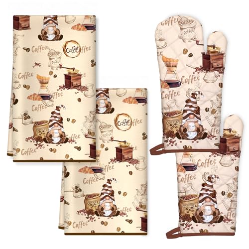 Kitchen Towels and Oven Mitts Set 5Pcs