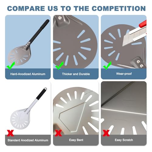 Pizza Turning Peel Round Aluminum Perforated Pizza Peel Turner with Metal Handle Pizza Paddle for Homemade Pizza Oven Accessories