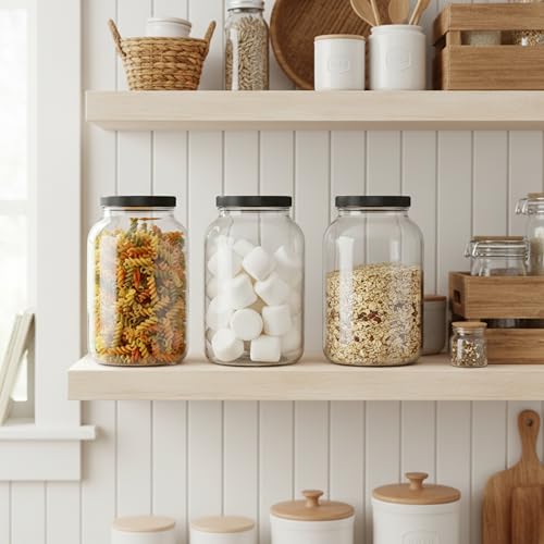1 Gallon Glass Jar Wide Mouth with Airtight Foam Lined Plastic Lid