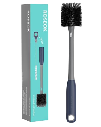 2 in 1 Long Handle Bottle Brush with Straw Brush for Cleaning Glass
