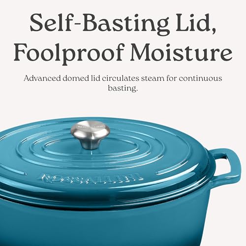 Enameled Cast Iron Oval Dutch Oven with Lid (8Q / Indigo Blue)