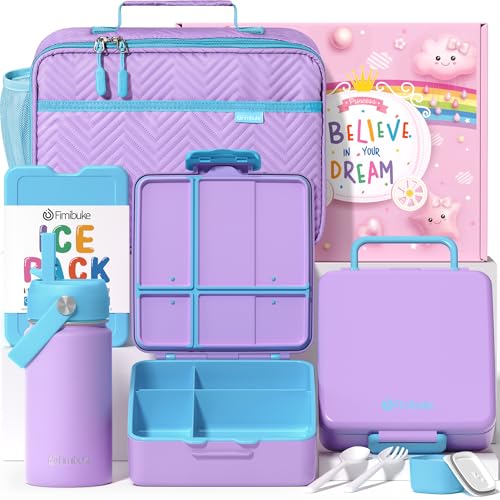 Kids Bento Lunch Box with Toddler Insulated Water Bottle Lunch Bag