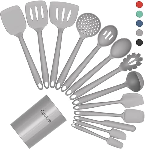 Silicone Kitchen Cooking Utensils Set with Holder