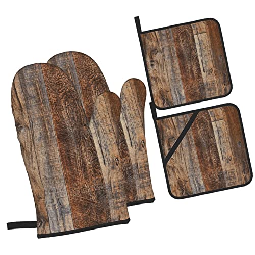 Oven Mitts and Pot Holders Sets of 4 Oven Gloves Set Kitchen Mitts Heat Resistant Potholders for Baking Grilling