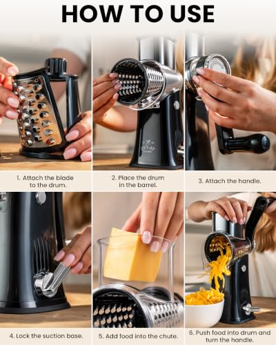 Rotary Cheese Grater 5 Blade With Reinforced Suction Base