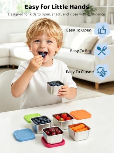 6Pack Stainless Steel Snack Containers for Kids