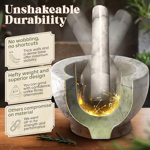 Mortar and Pestle Set (White Marble / 5-Cups)