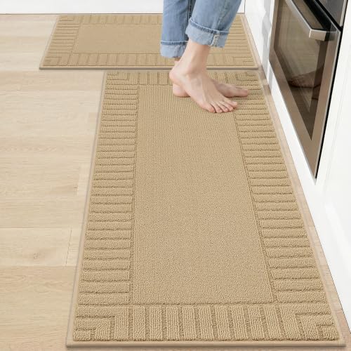 Kitchen Rugs and Mats Non Skid Washable Kitchen Floor Mat Polypropylene Kitchen Mat Set of 2 Absorbent Kitchen Runner Rug with TPR Backing
