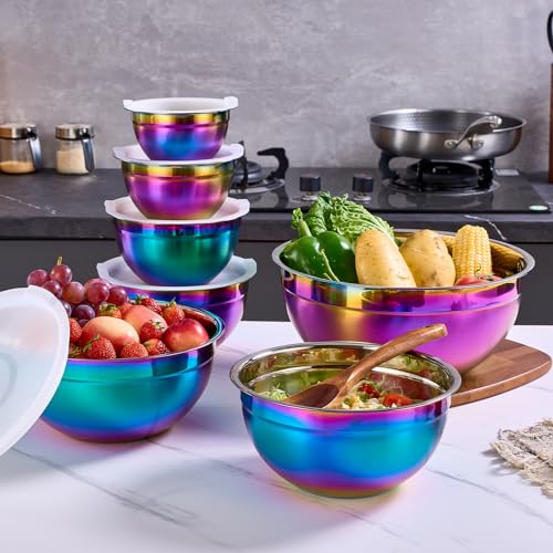 Colorful Mixing Bowls with Airtight Lids (Colorful / 7 Pieces)