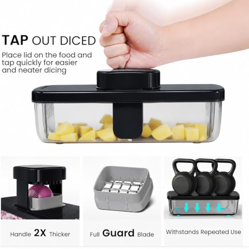 8-in-1 Vegetable Chopper Mandoline Slicer with Container Hand Guard (Black)