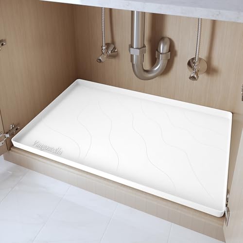 Heavy Duty Silicone Under Sink Mats for Kitchen Waterproof 31" x 22" (White / 31'' x 22'' x 1'')