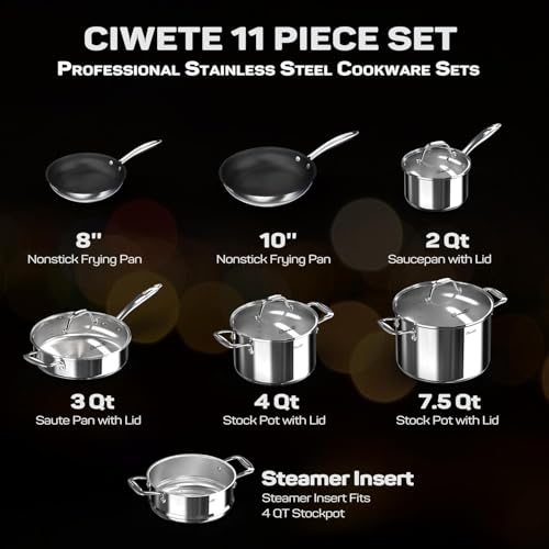 Tri Ply Stainless Steel Pots and Pans Set 11
