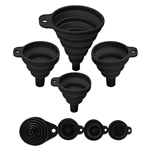 Set of 4 Silicone Collapsible Kitchen Funnel