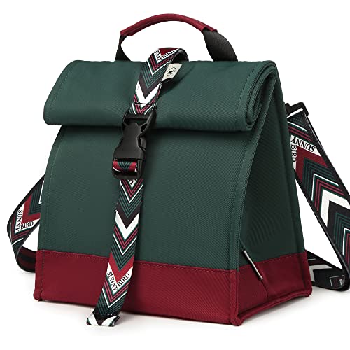 Insulated Lunch Bag Rolltop Lunch Box Tote Bag for Women