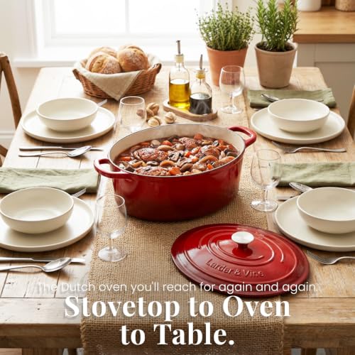 8 qt Oval Enameled Cast Iron Dutch Oven Pot (Cabernet / 8 QT)