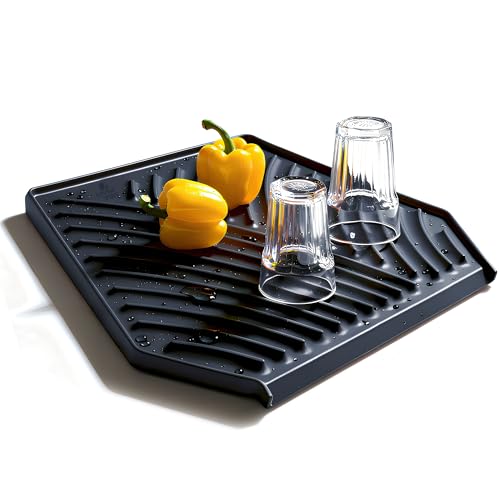 Silicone Dish Drying Mat with Drain (Charcoal Grey Color)