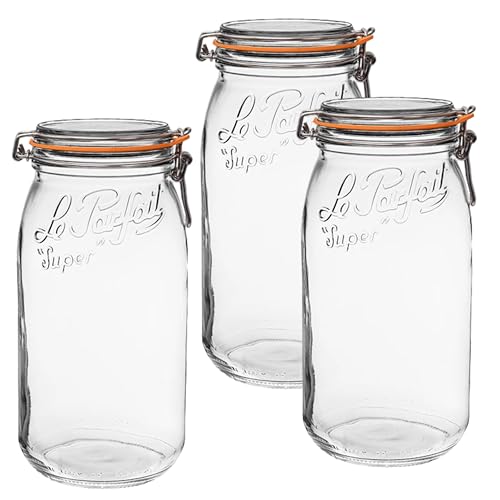 Super Jars Wide Mouth French Glass Preserving Jars with Rounded Bodies
