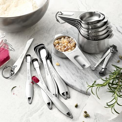 Stainless Steel Measuring Cups and Spoons Set of 20 w