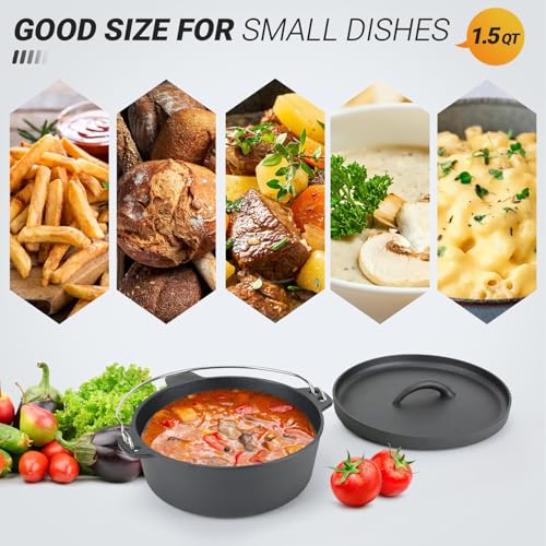 Cast Iron Dutch Oven Pot with Lid (1.5QT)