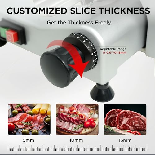 10" Commercial Meat Slicer 250W Electric Deli Food Slicer (10" Bright Silver)