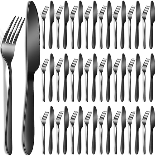 50 Pieces Stainless Steel Forks Silverware Set Dinner Forks and Knives Flatware Tableware Cutlery Set for Kitchen Restaurant