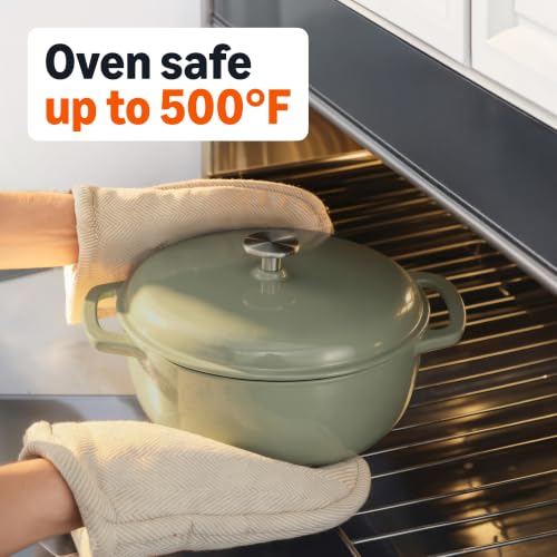 Enameled Cast Iron Dutch Oven Pot With Lid (6.0 Qt / Olive)