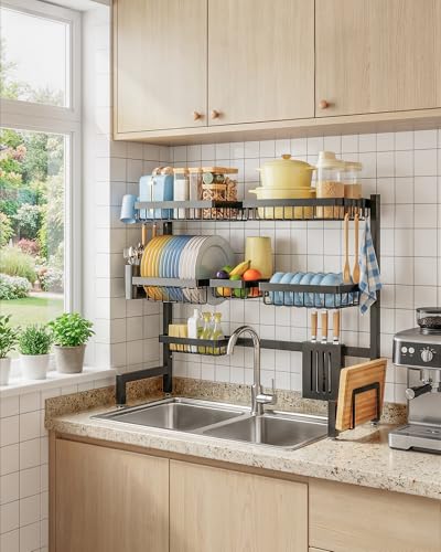 Dish Drying Rack Over The Sink (Black / XX-Large (3 Tier))