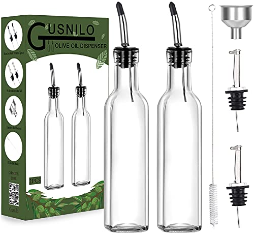 8 oz (250ml) Oil and Vinegar Dispenser Set - 2PCS Olive Oil Dispenser Bottles, Syrup Dispenser & Kitchen Oil Bottles with Pour Spouts and Funnel (Transparent color)