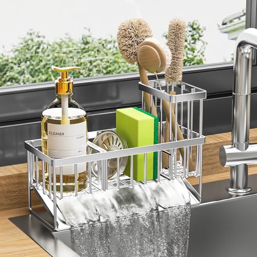 Kitchen Sink Caddy Organzier with High Brush Holder