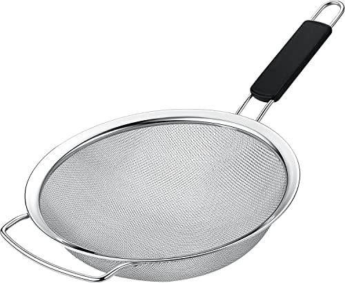 9" Large Fine Mesh Strainer with Thermo Plastic Rubber Handle
