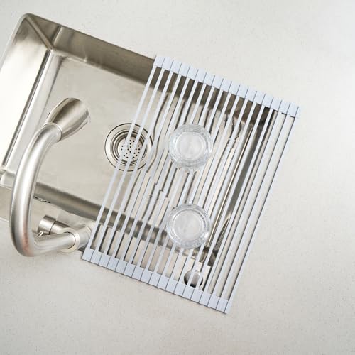 Gray Steel Over Sink Roll Up Drying Rack (Gray / 17" x 13")