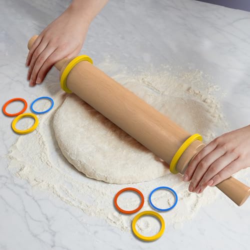 Classic Wooden Rolling Pin with Handle for Fondant