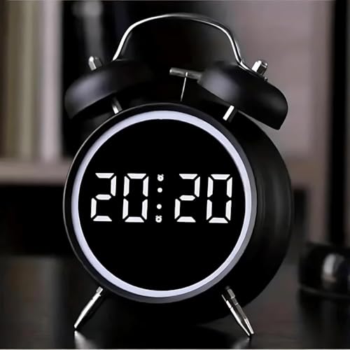 HONEYTIME Digital Alarm Clock (Digital Double Bell, Black)