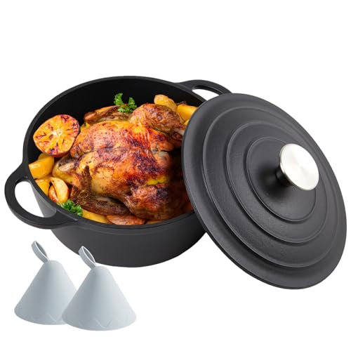 Dutch Oven Enameled Cast Iron with Lid (Matte Black(No Enameled) / 4 QT)