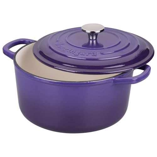 Enameled Cast Iron Dutch Oven Pot with Lid (4.5 QT / Purple)