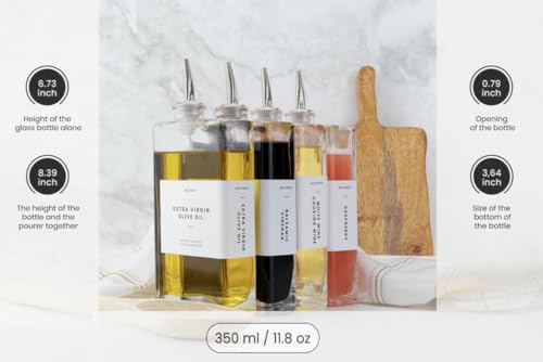 Olive Oil Dispenser Bottle for Kitchen (Silver / 500ml, Set of 4)