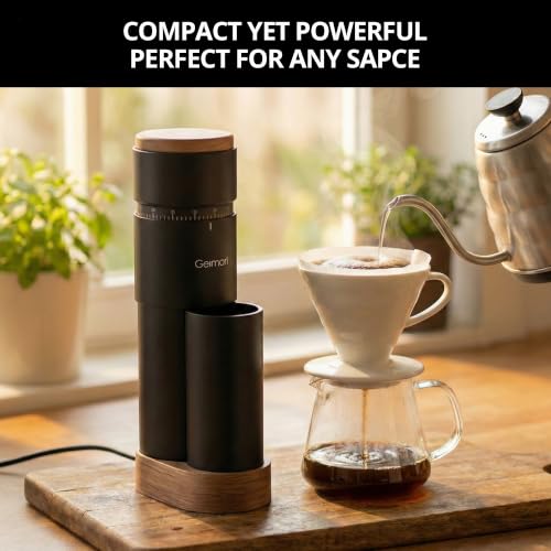 Geimori T38 Plus Burr Coffee Grinder for Espresso (BLACK/WOOD)