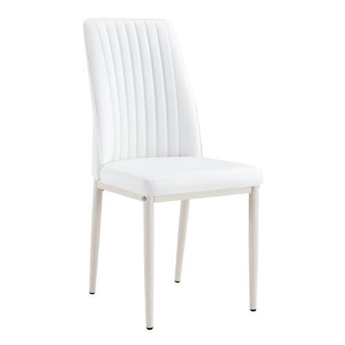 Modern Dining Chairs PU Leather Kitchen Chairs Set with Metal Legs Armless Upholstered Chair for Dinner Room