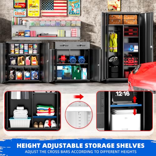 Locking Storage Cabinet with Doors and Shelves