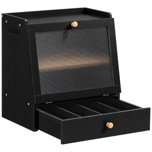 Bread Box Bread Box for Kitchen Countertop (Black)