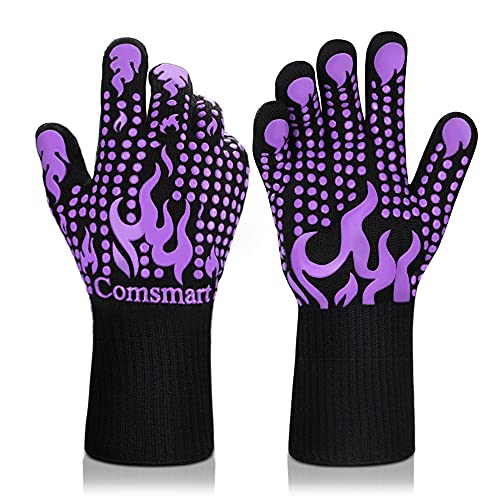 BBQ Gloves 1472°F Heat Resistant Grilling Gloves Silicone Non
