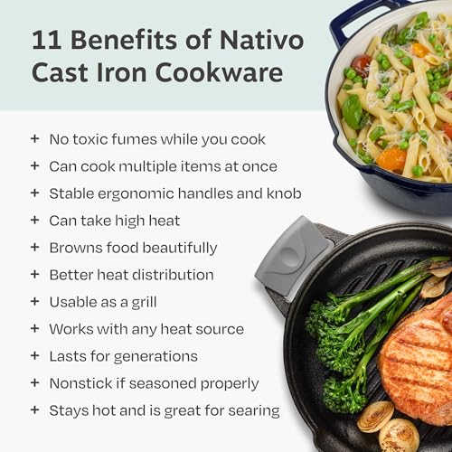 5 pc Stackable Cast Iron Cookware Set (Midnight Blue)