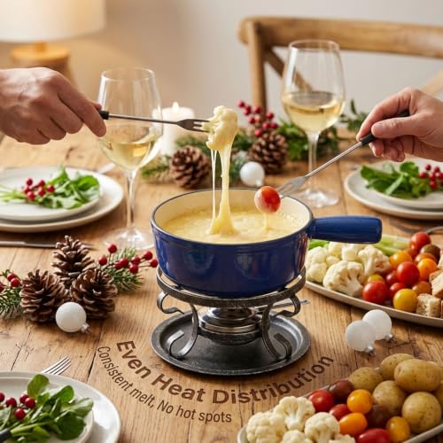 Cast Iron Cheese Fondue Pot Set