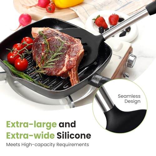 35 Pcs BPA Free Silicone Kitchen Utensils Set Stainless Steel Handles (Black)