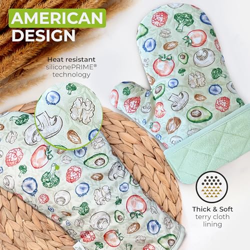 Premium Heat Resistant Oven Mitts (Light Green)
